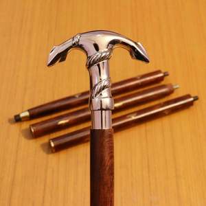 Victorian Designer Cane <b>Wooden</b> <b>Walking</b> <b>Stick</b> with Nautical Brass Handle Hand-Polished and Black Color - Product Image 1