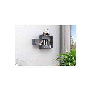 Étagère murale grise élégante KARO pour la décoration de la maison, solution de rangement pratique et fonctionnelle pour le salon - Product Image 4