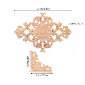 Lot de 5 panneaux de moulures murales, appliques en bois sculpté, décor mural en bois brun, amélioration DIY pour meubles - Product Image 2