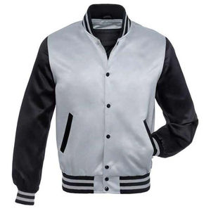 Chaqueta universitaria de invierno estilo callejero para hombre, chaqueta de satén de béisbol universitario de alta calidad de satén de poliéster 100% para hombre, OEM - Product Image 1