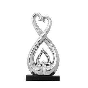 Ensemble de 2 sculptures artisanales écologiques en métal de haute qualité, couleur argent et or, en aluminium, pour décoration d'hôtel - Product Image 3