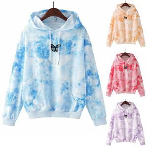 High Quality Heavyweight 100% Cotton Pullover Ladies Sweatshirt and hoodies Tie Dye Print Loose Casual <b>Hoodie</b> Wholesale - Product Image 1