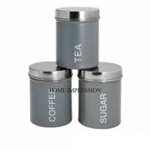 Fourniture directe d'usine de haute qualité en métal de forme cylindrique ensemble de 3 ustensiles de cuisine aliments et autres articles pots en fer blanc - Product Image 4