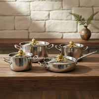 Ensemble de casseroles et poêles en acier inoxydable martelé de qualité professionnelle avec couvercles décoratifs dorés en forme de citrouille, casseroles de cuisine sûres pour les aliments