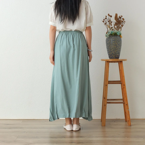 กระโปรงทรงเอแบบจีบผ้าคอตตอนสำหรับฤดูร้อนกระโปรงยาวทรงเอแบบปรับขนาดได้ - Product Image 4