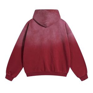 Nouveau sweat à capuche tendance surdimensionné doublé polaire 100% coton pour l'hiver, effet délavé et vieilli, bord brut, poids lourd, poche kangourou - Product Image 3