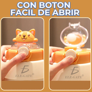 Borraccia per Bambini con Design Orsetto Kawaii da 600ml, in ABS, con Cannuccia per Bere Direttamente, Sicura con Cordino per Campeggio ed Escursionismo - Product Image 5