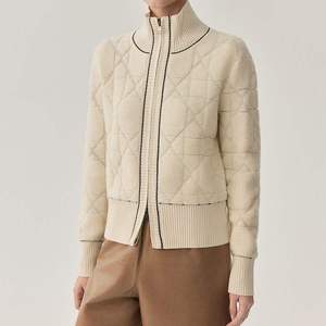 เสื้อแจ็คเก็ตไหมพรมถักลายเคเบิ้ล คอสูง ซิปหน้า สำหรับผู้หญิง ผลิตภัณฑ์ใหม่ ทำจากขนแกะ ซิปแบบลิงเก้ - Product Image 5