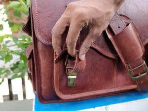 Sac Messager de 18 Pouces en Cuir Véritable, Style Sport, Sac à Bandoulière pour Ordinateur Portable, Vintage, pour la Nuit, Motif de Logo Personnalisé - Product Image 3