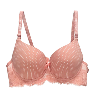 Completo reggiseno da donna a pois, coppa 1/2, confortevole, morbido, traspirante, in cotone, senza ferretto, push-up, con fiocco decorativo, chiusura posteriore in pizzo monopezzo - Product Image 4