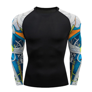 Camiseta Deportiva de Compresión para Hombre, de Secado Rápido, Transpirable, de Manga Larga, Informal, Capa Base Deportiva, Duradera, con Bloques de Color, Ajustada - Product Image 4