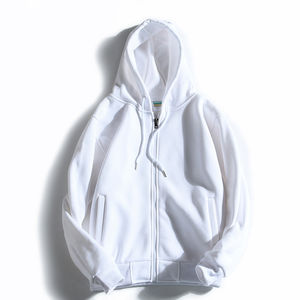 Vêtements Vêtements Respirant Hommes Zipper Hoodies Couleur Unie 100% Coton Blanc Mode Bonne Qualité Heavyweight Zipper Hoodies - Product Image 3