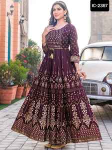 Heavy Embroidery Work Georgette Anarkali <b>Dress</b> for Ladies Casual and Party Wear Fancy Georgette Kurti and Dupatta with Low Price - Product Image 5