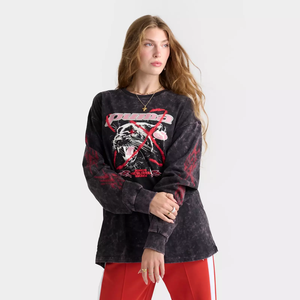 Camiseta pesada de algodón 100% para mujer al por mayor, Top con estampado de dibujos animados impermeable bordado retro personalizado - Product Image 2