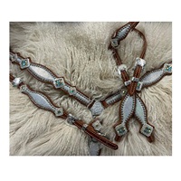 Ensemble de têtière et de collier de poitrail en cuir de vache argentin de designer, léger, équipement de selle de cheval western, personnalisé