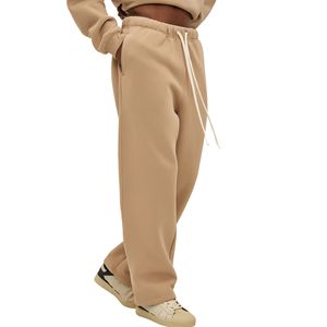 กางเกงลำลองขายาวสำหรับผู้ชายกางเกงกีฬาฤดูหนาวผ้าฟลีซสีล้วนเอวยางยืดปิดขากลางตรงย้อมสีเรียบสำหรับฤดูใบไม้ร่วง - Product Image 1