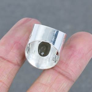 แหวนปาร์ตี้ธรรมชาติเลือกรูปไข่ขนาดใดก็ได้925แข็งชุบเงินสเตอริงทองเหลืองหินควอทซ์สโมกกี้ - Product Image 4