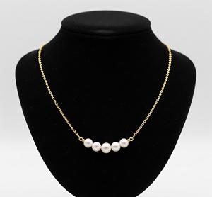 Cadena delicada de plata 925 de grado superior hecha a mano de agua dulce oro/perla cultivada blanca collar Certificado de Grado AAA AA varios tamaños - Product Image 6