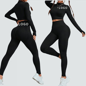 Trendin 'Custom Private Label Taille élastique Ensemble de yoga pour femmes Impression entièrement personnalisée Ensemble de yoga pour femmes de couleur unie - Product Image 2