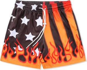 Short de course d'été pour hommes Pantalon court de jogging décontracté Motif de vague Couleur unie Cordon de serrage Loose Dry Gym Sports Shorts - Product Image 2