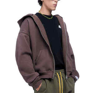 High Quality Oversized Cotton <b>Hoodie</b> with Double Zipper Custom <b>Cropped</b> <b>Zip</b> <b>up</b> Hooded <b>Zip</b> <b>Ups</b> Heavyweight Blank <b>Zip</b> <b>up</b> hoodies - Product Image 2