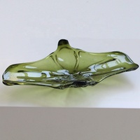 Plateau en verre soufflé à la main vert olive Bixuan, bord ondulé sculptural, plateau à fruits, centre de table, décoration pour la maison, l'hôtel, le restaurant