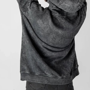 OEM Hommes Vintage Acid Washed Cotton Fleece Boxy Hoodies Haute Qualité Unisexe Hiver Essentiels Logo Personnalisé Écran Brodé - Product Image 6