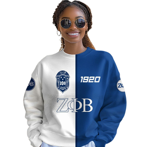 Sweat-shirt à col rond bleu grec Zeta Phi Beta 1920 pour femmes, vêtements brodés de la sororité, service personnalisé - Product Image 4