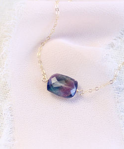 Labradorite arc-en-ciel pierre de lune Fluorite améthyste perle de Bohème argent 925 plaqué or avec perle de diamant - Product Image 4