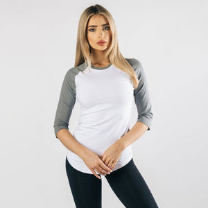 Vente en gros 2025 personnalisé T-shirt de baseball à manches raglan trois-quarts pour femmes Double couleur DTG Service OEM écologique pour l'été - Product Image 6