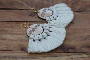 Boucles d'oreilles tissées à la main macramé fil de coton feuille frange gland boucles d'oreilles bijoux de mariage femmes accessoires OEM - Product Image 2