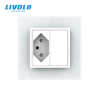 Prise standard suisse LIVOLO EU 10A 250V Type J à 3 broches rondes, module en verre premium pour le Liechtenstein et la Suisse
