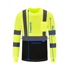 Vêtements de travail de construction personnalisés haute visibilité pour hommes, t-shirts à manches longues, design de couleur contrastée, vêtements de sécurité réfléchissants à coupe ample - Product Image 3