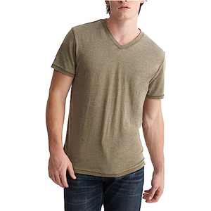 T-shirt tricoté uni 100% coton pour hommes T-shirt personnalisable en fil d'étiquette personnalisée 200gsm - Product Image 1