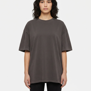 Camiseta de Cuello Redondo Extra Grande para Mujer, Corte Holgado, Color Sólido, 100% Algodón Jersey, Manga Corta, Largo Regular, para Todas las Temporadas - Product Image 6
