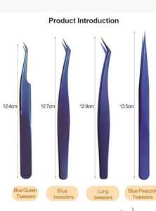 Pince à cils antimagnétique en acier inoxydable de nouveau style avec logo personnalisé, pointe pointue, outils d'extension en fibre de 10mm de long - Product Image 6