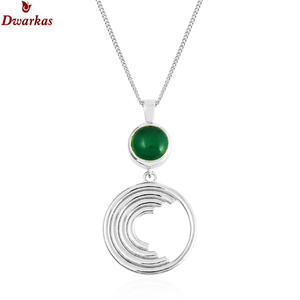 Classic high quality 925 sterling silver <b>green</b> onyx natural gemstone pendant fashion jewelry wholesale manufacturer pendant - Product Image 1
