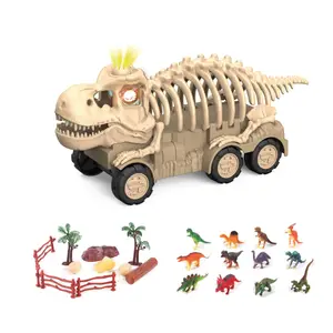 Oversea Hot Sales Dinosaur Bone Shape Car Combo Set Toys With Lights and Sounds Collection Toys Gift Toys