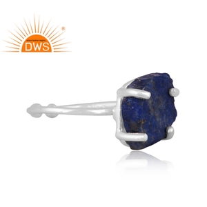 Hot Selling Fine Sterling Silver Natural Rough Lapis Lazuli Gemstone <b>Adjustable</b> <b>Ring</b> Custom Jewelry Manufacturer - Product Image 4