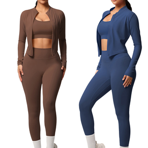 Conjunto Deportivo de 3 Piezas para Mujer, de Secado Rápido, Ajustado, para Gimnasio, Yoga y Deportes - Product Image 1