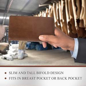 Cartera de cuero genuino para hombre, duradera, elegante, ligera, de alta calidad, con diseño de logotipo personalizado, de longitud larga, hecha en fábrica, precio al por mayor - Product Image 3