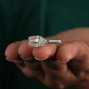 1.00 Carat Trillion Cut Lab Grown Diamond <b>Unique</b> Design Wedding Engagement Ring <b>Gift</b> <b>for</b> <b>Her</b> 14k White Gold - Product Image 2
