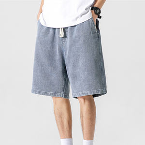 กางเกงยีนส์ขาสั้นสำหรับผู้ชายกางเกงขาสั้นผ้ายีนส์กางเกงขาสั้นทรงหลวมสำหรับผู้ชายไซส์ใหญ่พิเศษออกแบบโลโก้ได้ตามต้องการ - Product Image 3