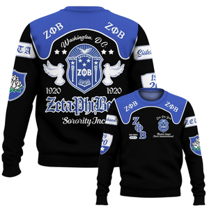 Sudadera con Cuello Redondo Zeta Phi Beta Griega 1920 para Mujer, Azul, Bordada, de Felpa - Product Image 6