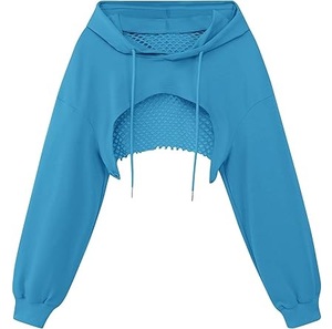 Wholesale High Quality <b>Women</b> Crop Top Fleece Material Mesh <b>Shrug</b> <b>Women</b> Crop Top Hoody Cheap Price Custom Fashion <b>Women</b> Hoodies - Product Image 1
