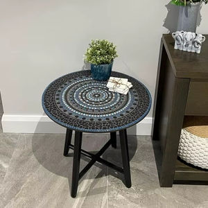 Table de bistrot rectangulaire en verre et fer marocain artisanal, écologique et réutilisable, pour l'intérieur et l'extérieur - Product Image 1