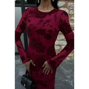 Vestido de terciopelo estampado sin espalda 2825, silueta ajustada con cintura natural y forro - Product Image 6