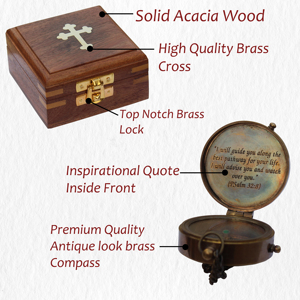 Eco-Friendly Wooden Rectangle Box with Brass Compass for <b>Tabletop</b> Display-Housewarming & Birthday Gift - Product Image 5