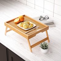 Table pliante classique en bambou pour petit-déjeuner, plateau de lit, table TV, support pour ordinateur portable, table à manger, table à collation, outils de salle de bain, salon