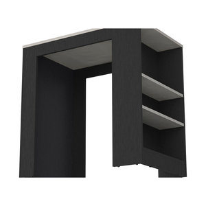 Chariot de cuisine Doyle avec trois étagères latérales, noir/bois de chêne, îlot de cuisine en marbre Ibiza - Product Image 2